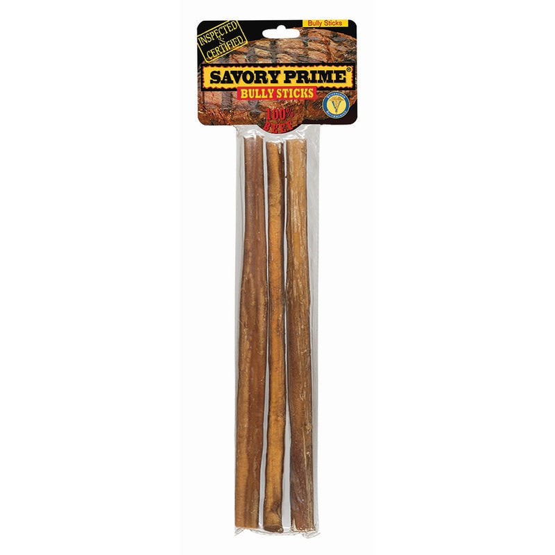 SAVORY PRIME - Savory Prime Natural Beef Grain Free Bully Stick For Dogs 9 in. 3 pk