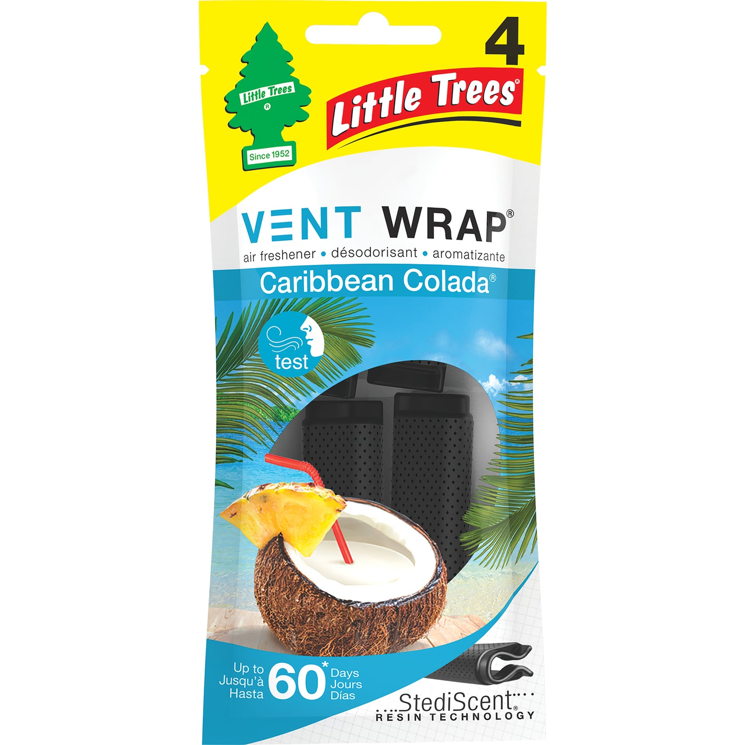 Little Trees Vent Wrap Caribbean Colada Scent Car Air Freshener Solid - Case of 24
