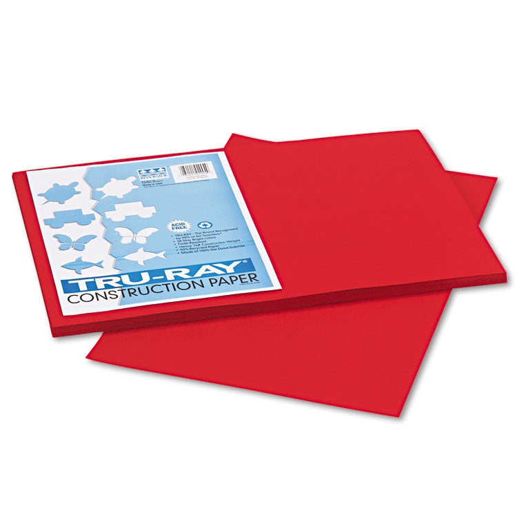 Pacon - Tru-Ray Construction Paper, 76 lb Text Weight, 12 x 18, Holiday Red, 50/Pack