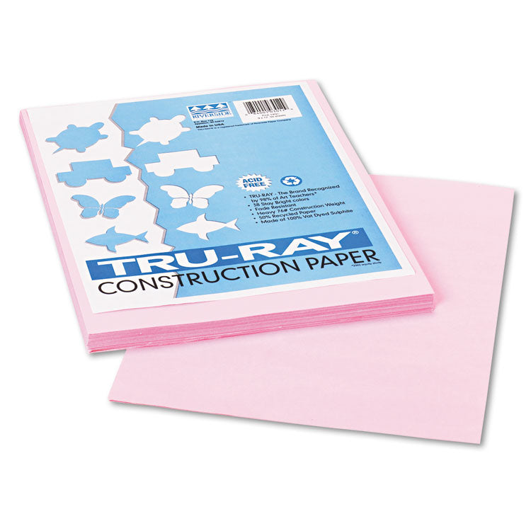 Pacon - Tru-Ray Construction Paper, 76 lb Text Weight, 9 x 12, Pink, 50/Pack