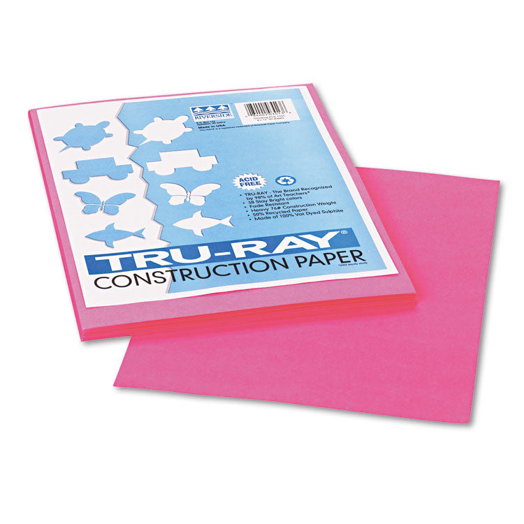 Pacon - Tru-Ray Construction Paper, 76 lb Text Weight, 9 x 12, Shocking Pink, 50/Pack