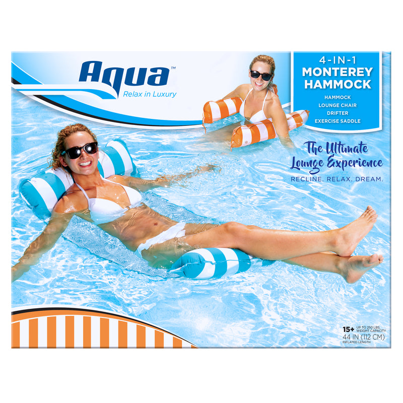 AQUA SWIM - Aqua Swim Assorted Fabric/Mesh Inflatable 4-in-1 Monterey Hammock Pool Lounge