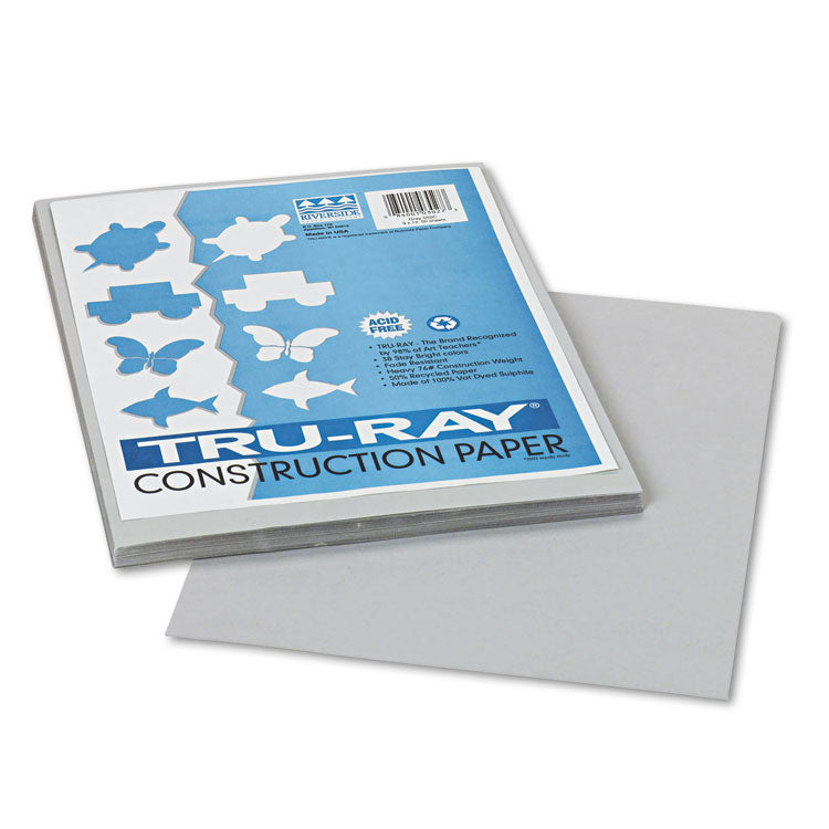 Pacon - Tru-Ray Construction Paper, 76 lb Text Weight, 9 x 12, Gray, 50/Pack