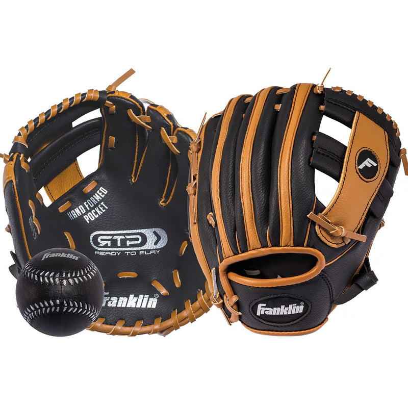 FRANKLIN - Franklin RTP Black/Tan PVC Right-handed T-Ball Fielding Glove 9.5 in. 1 pk