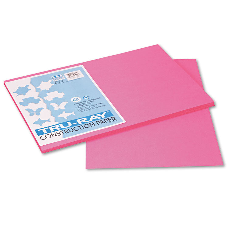 Pacon - Tru-Ray Construction Paper, 76 lb Text Weight, 12 x 18, Shocking Pink, 50/Pack