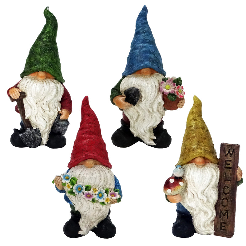 ALPINE - Alpine Polyresin Assorted 12 in. Gnome Garden Statue - Case of 4