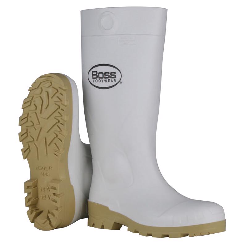 BOSS - Boss Unisex PVC Plain Boots White 11 US Waterproof 1 pair 16 in.