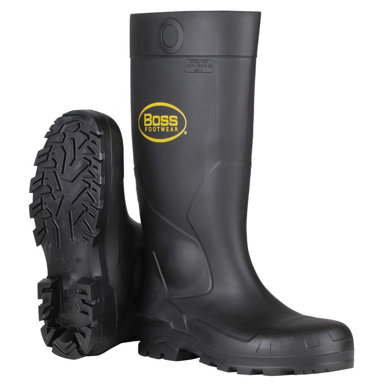 BOSS - Boss Unisex PVC Plain Boots Black 9 US Waterproof 1 pair 16 in.