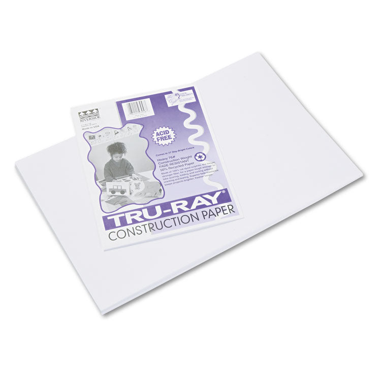 Pacon - Tru-Ray Construction Paper, 76 lb Text Weight, 12 x 18, White, 50/Pack