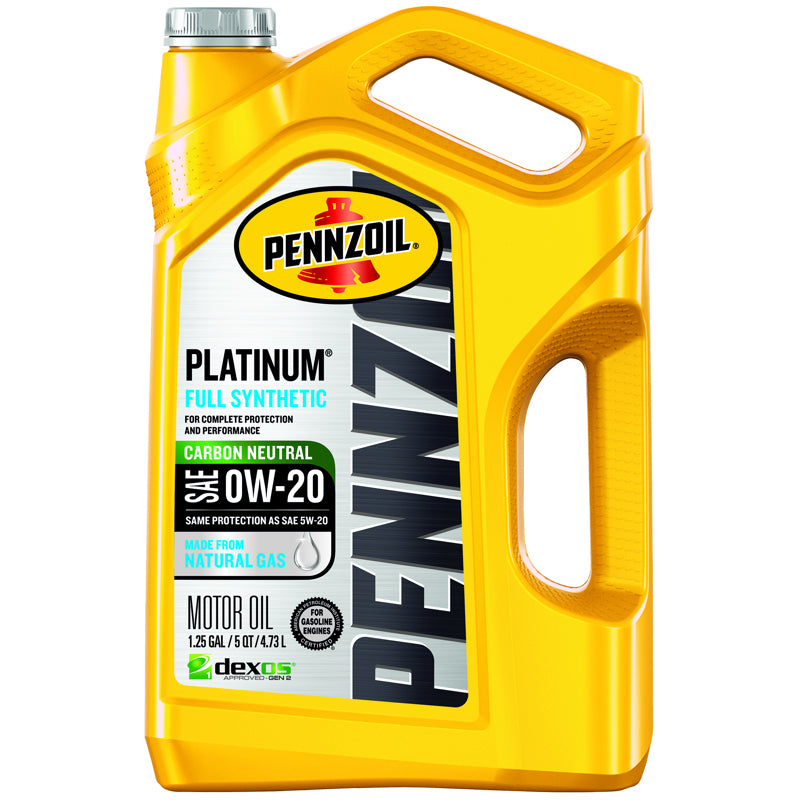 PENNZOIL - Pennzoil Platinum 0W-20 Gasoline Synthetic Motor Oil 5 qt 1 pk - Case of 3