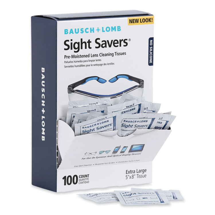 Bausch & Lomb - Sight Savers Premoistened Lens Cleaning Tissues, 8 x 5, 100/Box