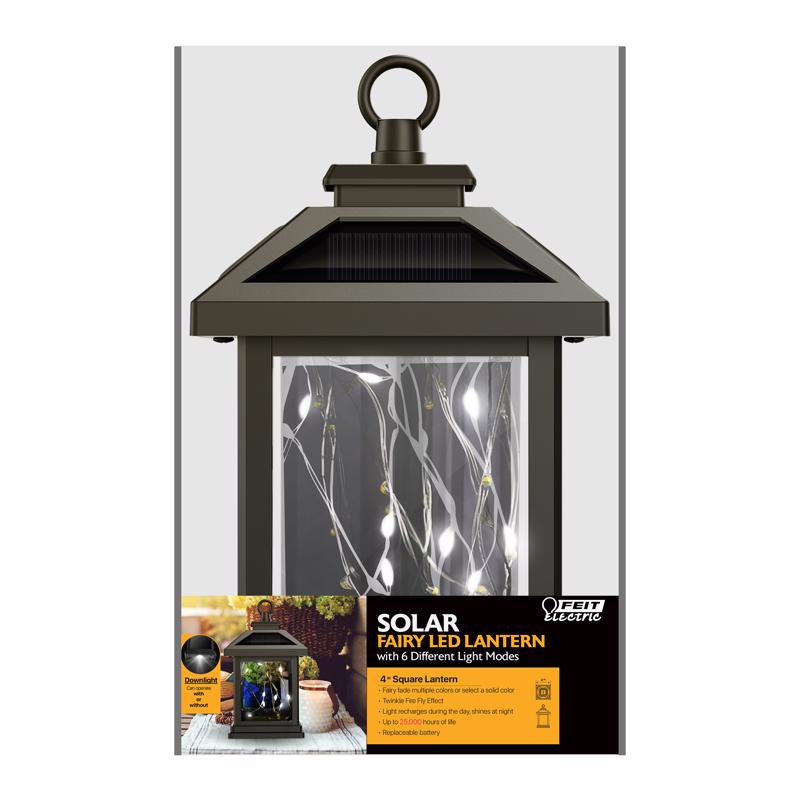 FEIT - Feit Solar Fixtures 7 in. Solar Power Metal Square Hanging Pathway Light Bronze - Case of 3