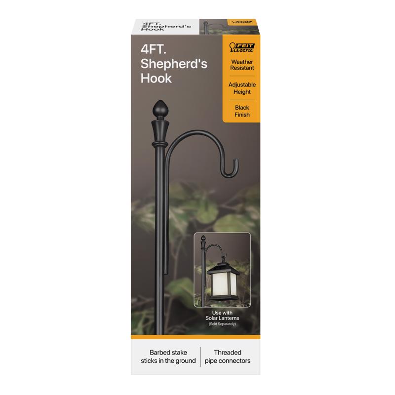 FEIT - Feit SOLAR FIXTURES Black Metal 48 in. H Shepherd's Hook 1 pk