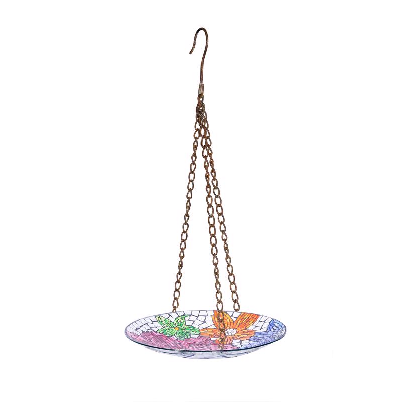 ALPINE - Alpine Multicolored Glass 19 in. H Mosaic Floral Hanging Birdbath Outdoor Decoration - Case of 4