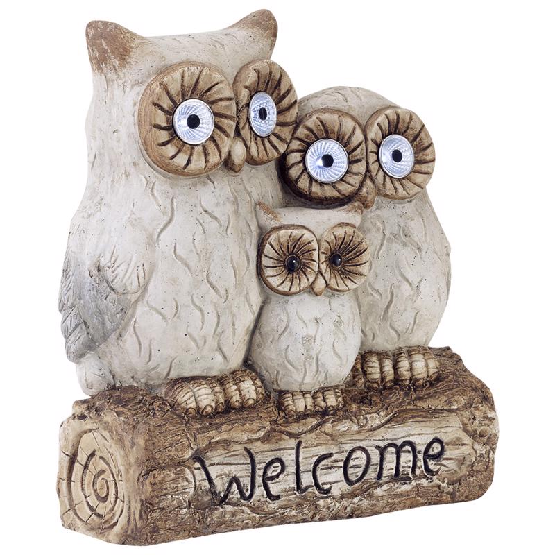 ALPINE - Alpine Fiberglass/Resin/Stone Gray 16 in. Owl Family Welcome Statue