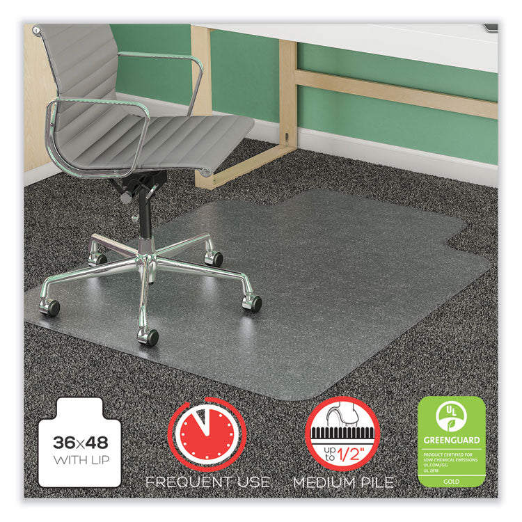 deflecto - SuperMat Frequent Use Chair Mat, Med Pile Carpet, Roll, 36 x 48, Lipped, Clear