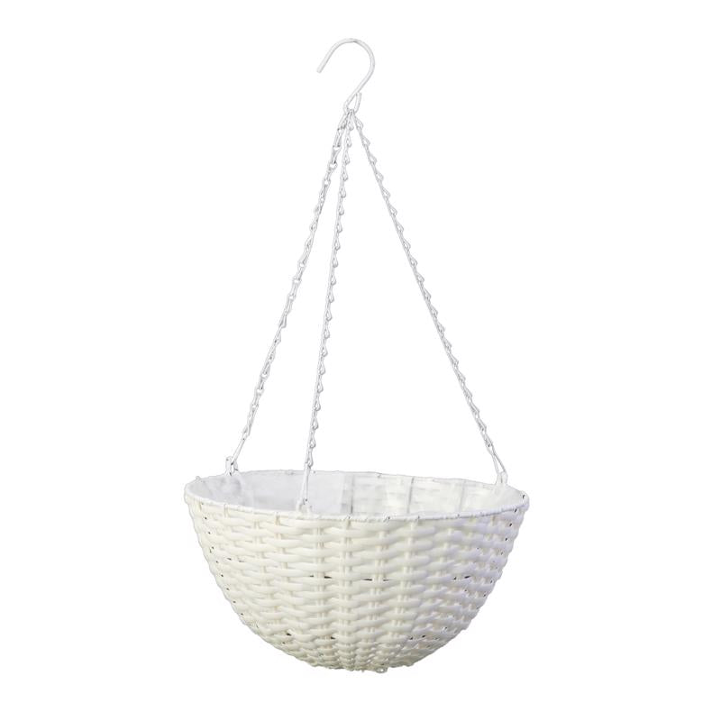 PANACEA - Panacea 9 in. H X 14 in. D Resin Wicker Hanging Basket White