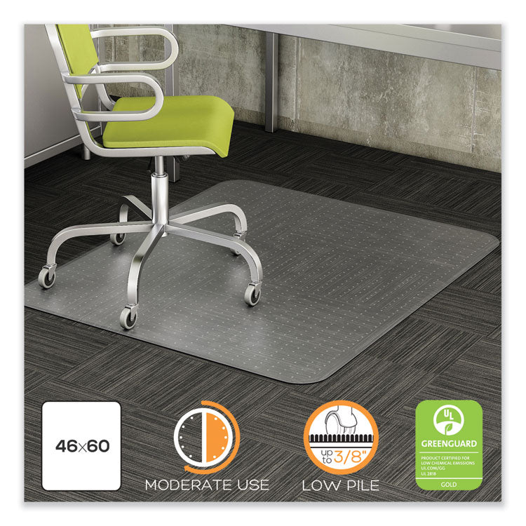 deflecto - DuraMat Moderate Use Chair Mat, Low Pile Carpet, Roll, 46 x 60, Rectangle, Clear