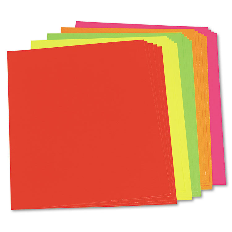 Pacon - Neon Color Poster Board, 22 x 28, Lemon, Lime, Orange, Pink, Red, 25/Carton