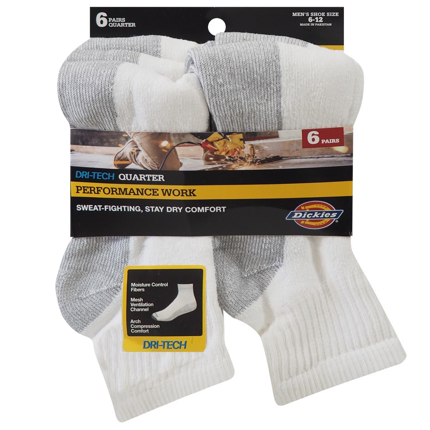 Dickies Dri-Tech Men's 6-12 Quarter Sock White - Case of 2