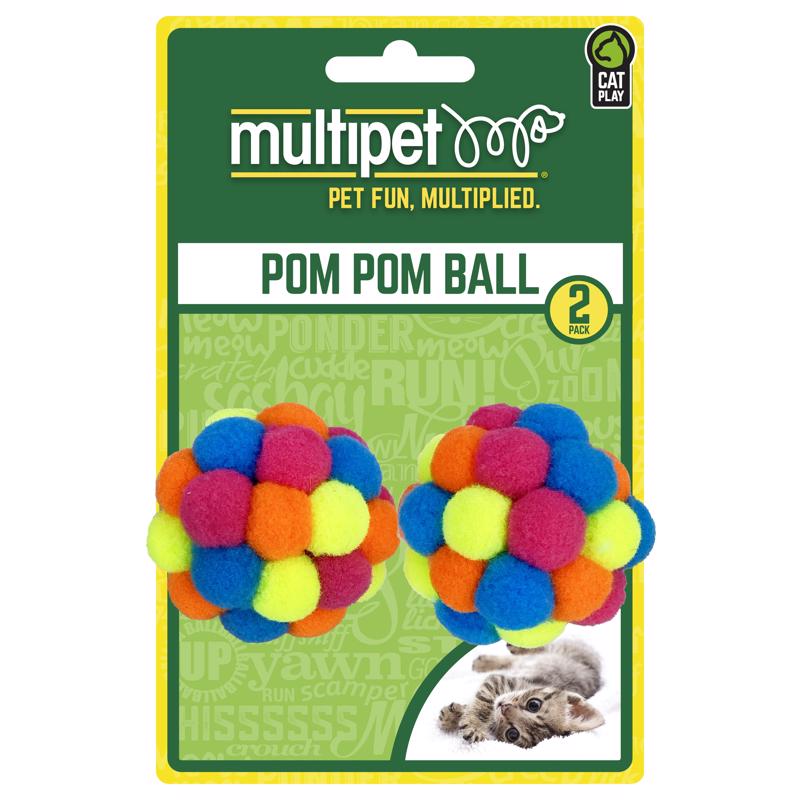 MULTIPET - Multipet Assorted Pom Pom Ball Cat Toy 2 pk