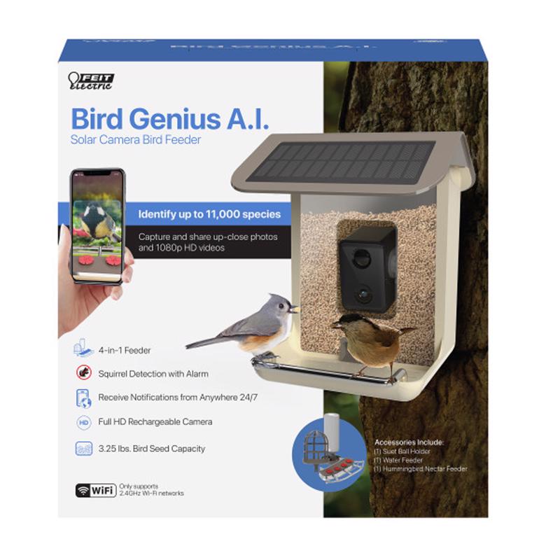 FEIT - Feit Bird Genius Smart Feeder Wild Bird 2.5 L Plastic Bird Feeder 1 ports