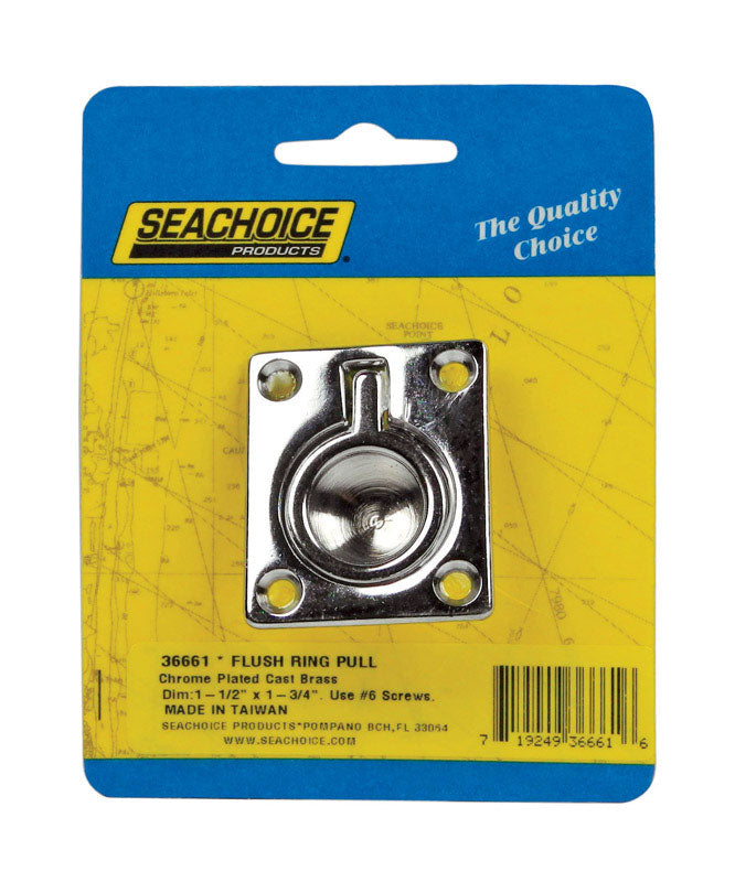 SEACHOICE - Seachoice Chrome-Plated Brass 1-3/4 in. L X 1-1/2 in. W Flush Ring Pull 1 pk