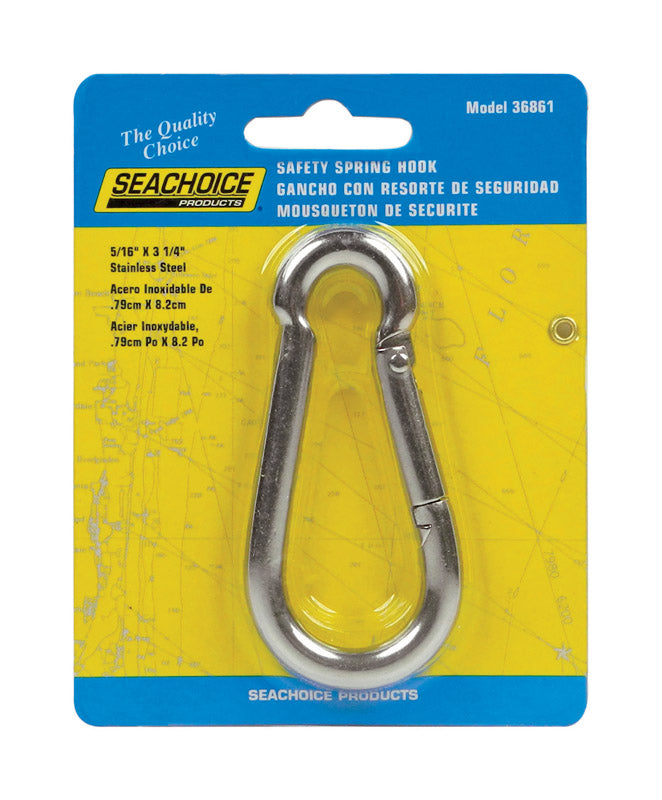 SEACHOICE - Seachoice Stainless Steel 3-1/4 in. L X 5/16 in. W Safety Spring Hook 1 pk