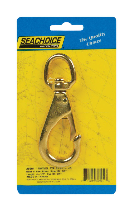 SEACHOICE - Seachoice Cast Brass Brass 4-1/2 in. L Swivel Eye Snap Hook 1 pk