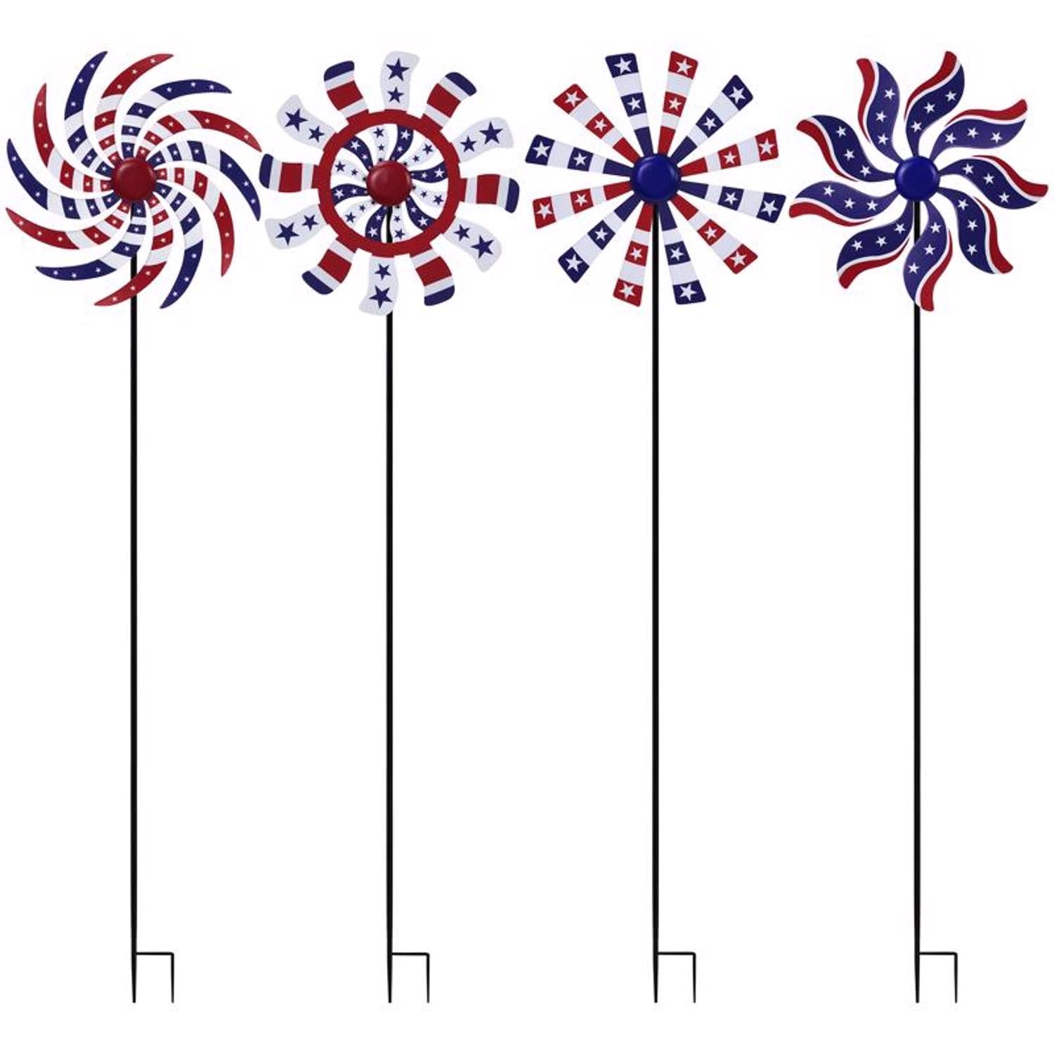 Alpine Multicolored Metal 37 in. H Patriotic Windmill Outdoor Garden Stake - Case of 8