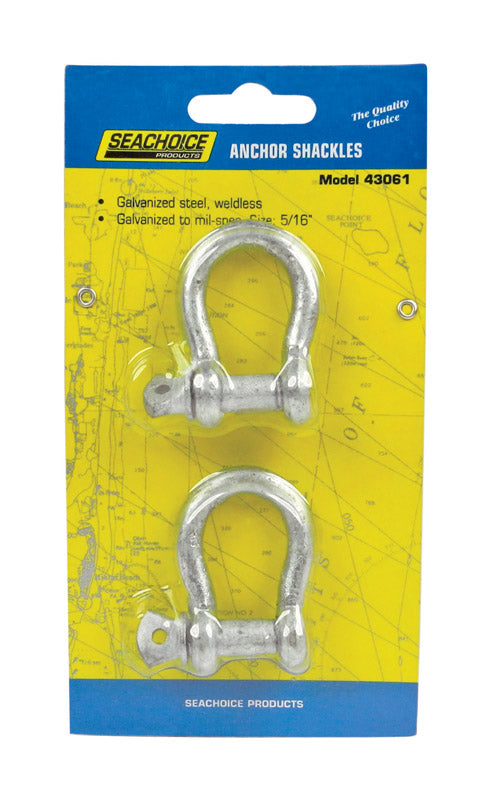 SEACHOICE - Seachoice Galvanized Steel 11.5 in. L X 5/16 in. W Shackle 2 pk