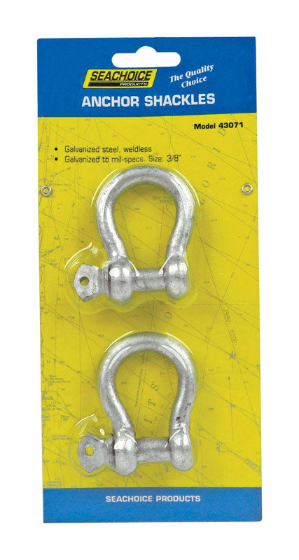 SEACHOICE - Seachoice Galvanized Steel 11.5 in. L X 3/8 in. W Shackle 2 pk