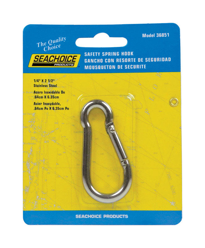 SEACHOICE - Seachoice Stainless Steel 2-1/2 in. L X 1/4 in. W Safety Spring Hook 1 pk