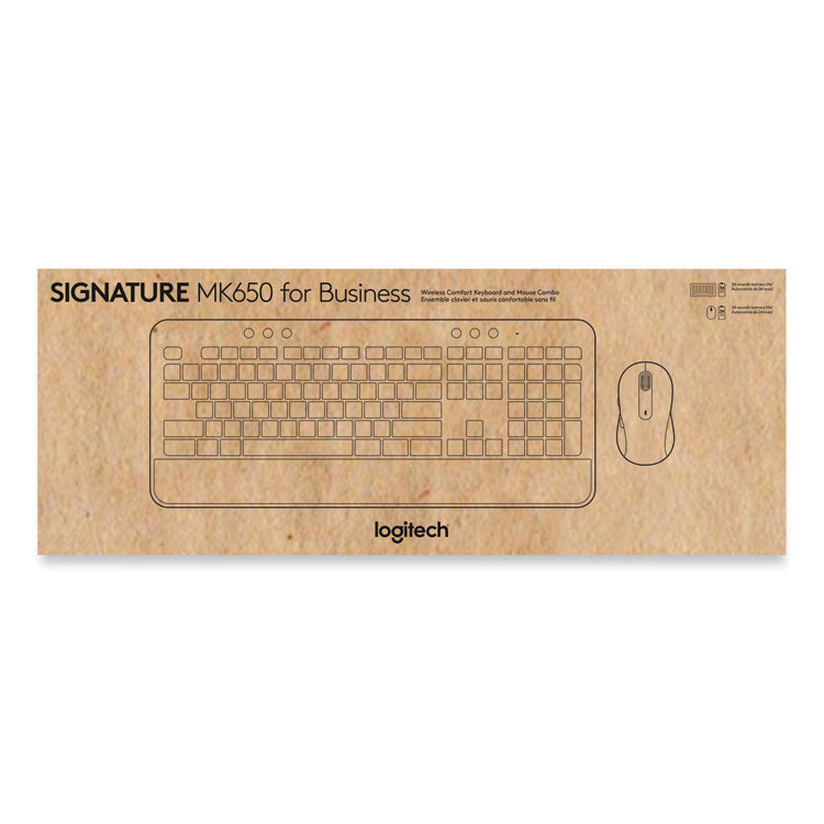 Logitech - Signature MK650 Wireless Keyboard and Mouse Combo for Business, 2.4 GHz Frequency/32 ft Wireless Range, Off White