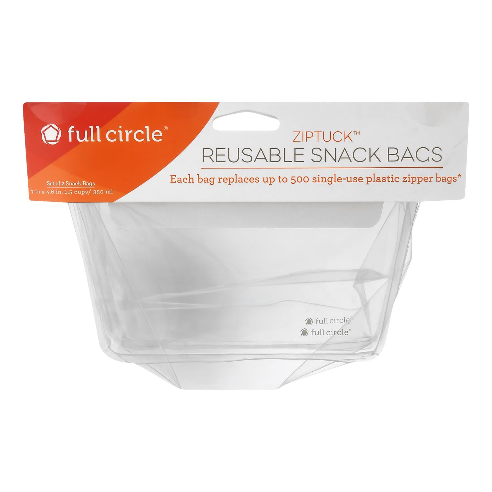 Full Circle Home - Ziptuck Reusable Snack Bags - Case Of 6 - 2 Count