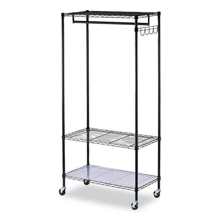 Alera - Wire Shelving Garment Rack, 30 Garments, 36w x 18d x 75h, Black