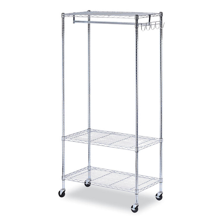 Alera - Wire Shelving Garment Rack, 30 Garments, 36w x 18d x 75h, Silver