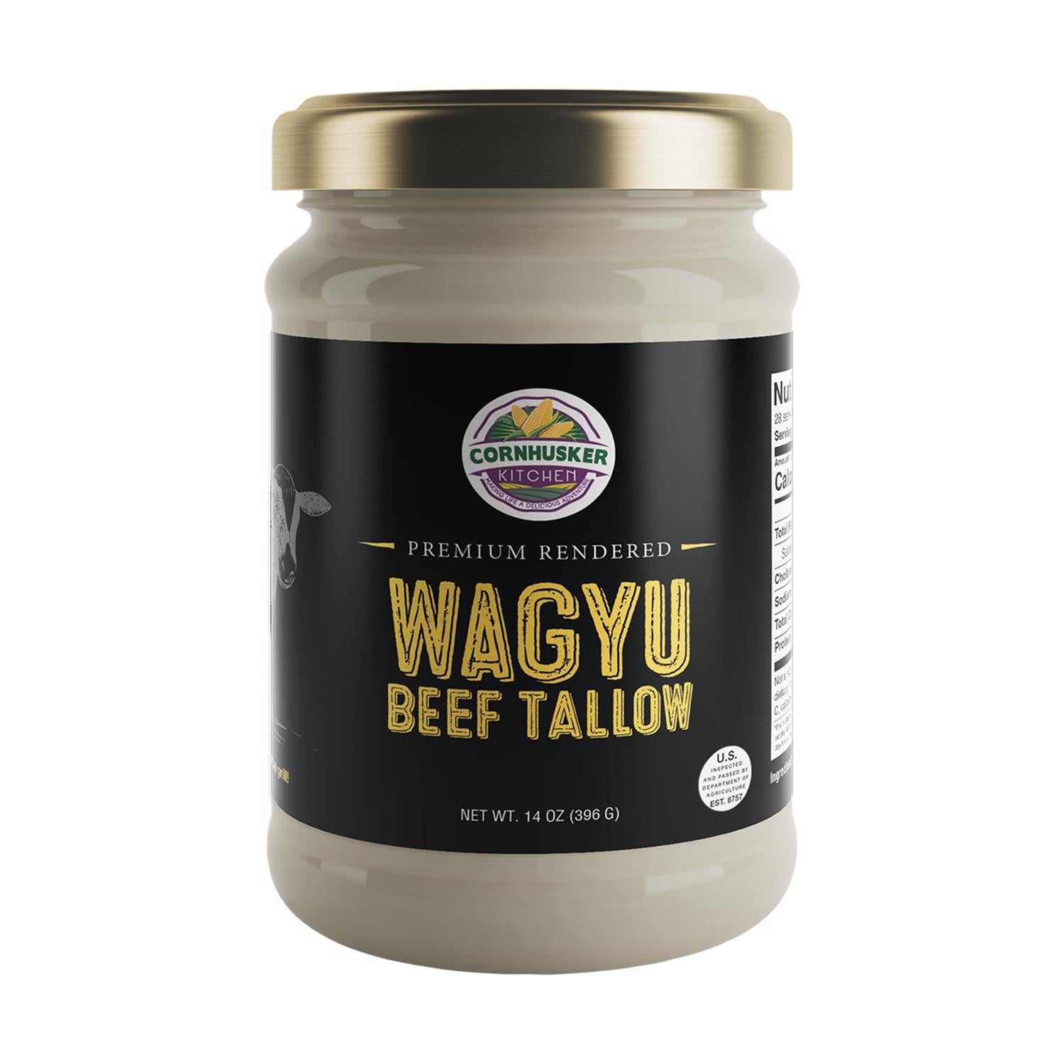 Cornhusker Kitchen Wagyu Beef Tallow Cooking Fat 14 oz Jar - Case of 6