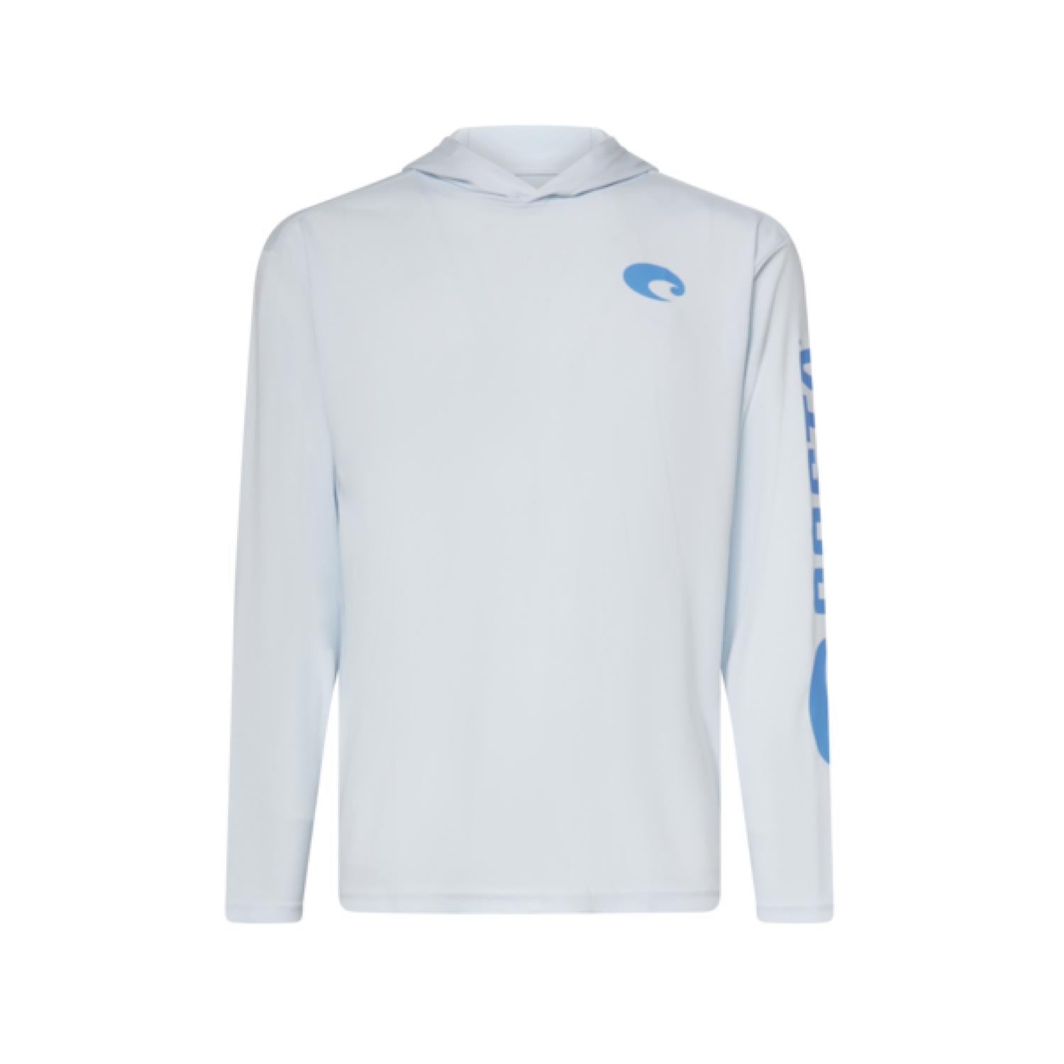 Costa L Long Sleeve Men's Hooded Arctic Blue Technical Hood Tee Shirt