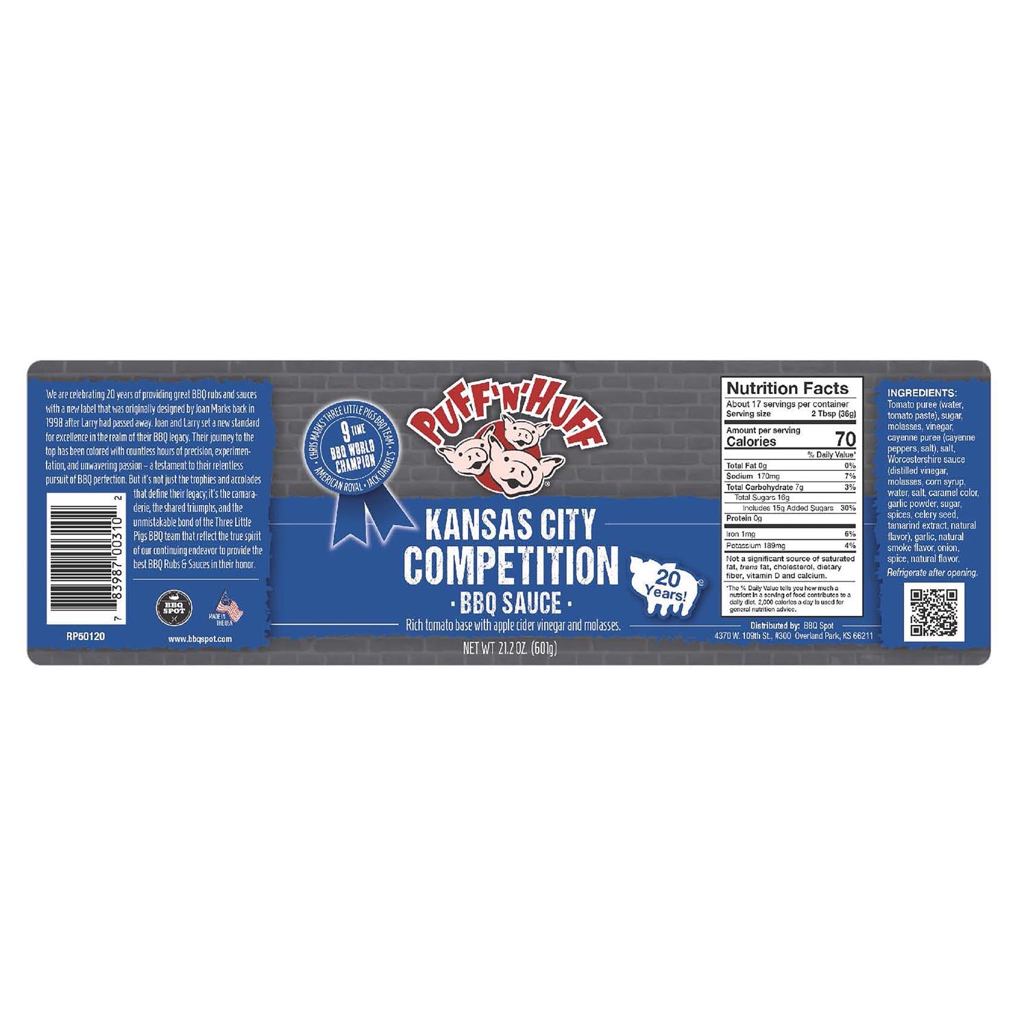 Three Little Pigs KC Competition BBQ Sauce 21.2 oz