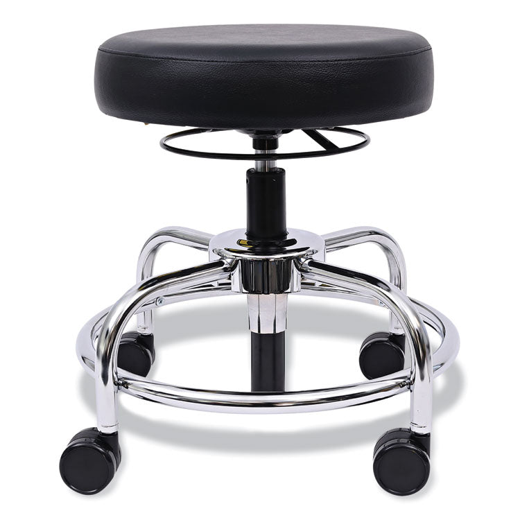 Alera - Alera HL Series Height-Adjustable Utility Stool, Backless, Supports Up to 300 lb, 24" Seat Height, Black Seat, Chrome Base