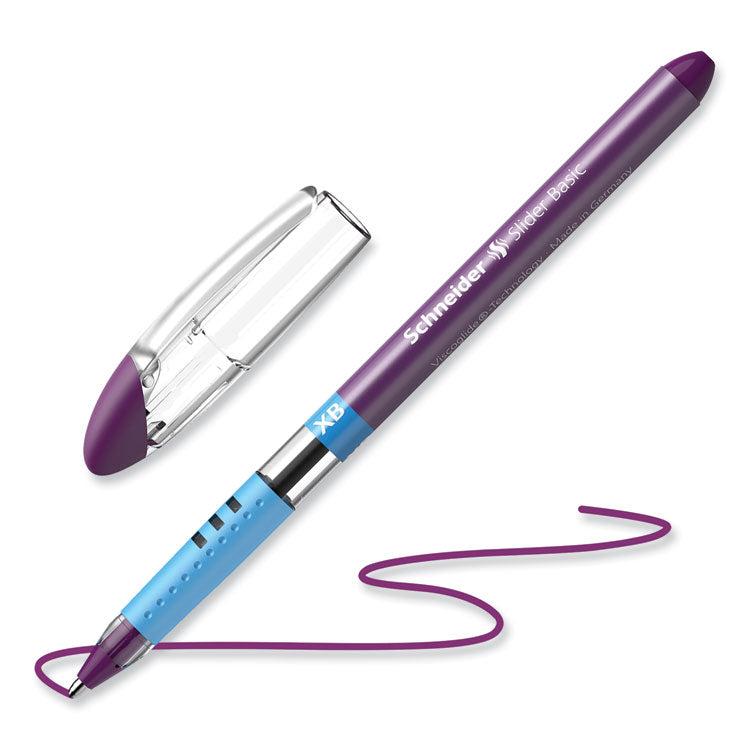 Schneider - Slider Basic Ballpoint Pen, Stick, Extra-Bold 1.4 mm, Violet Ink, Violet Barrel, 10/Box