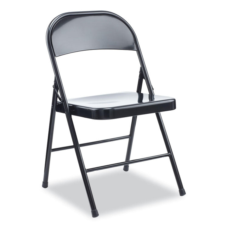 Alera - Armless Steel Folding Chair, Supports Up to 275 lb, Black, 4/Carton