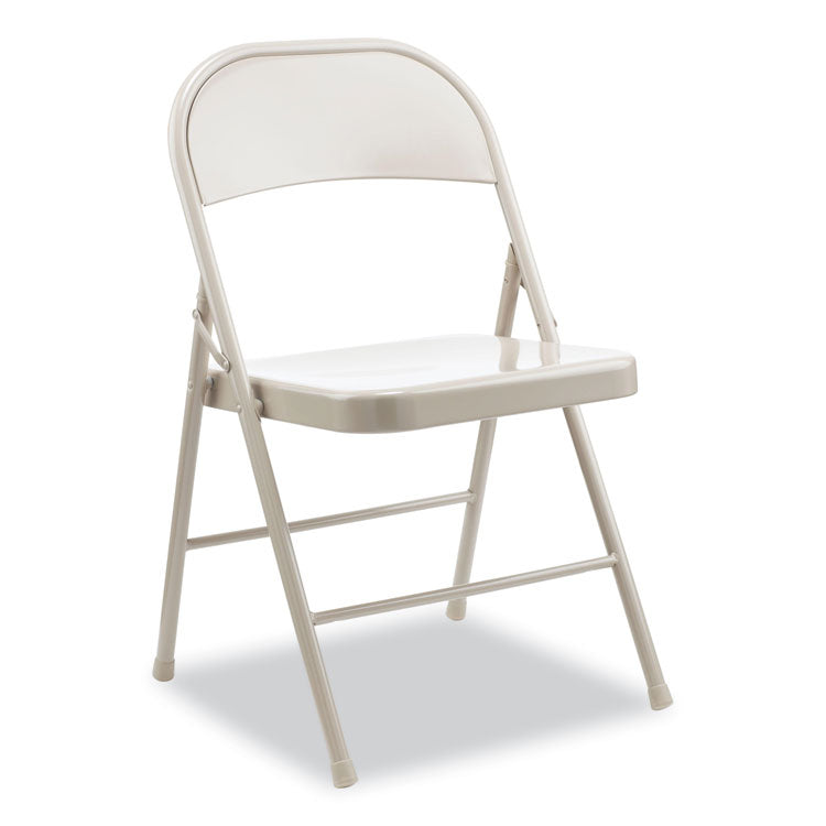 Alera - Armless Steel Folding Chair, Supports Up to 275 lb, Taupe, 4/Carton