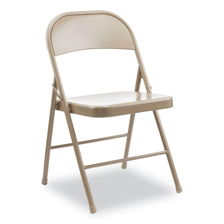 Alera - Armless Steel Folding Chair, Supports Up to 275 lb, Tan, 4/Carton