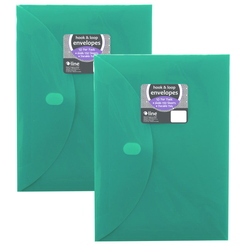 C-LINE - XL Reusable Envelopes, Hook and Loop Closure, 8 1/2 x 11, Assorted Colors, 10 Per Pack, 2 Packs