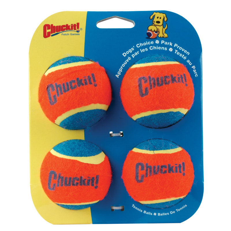 CHUCKIT! - Chuckit! Blue/Orange Rubber Ball Launcher Tennis Balls Medium 4 pk