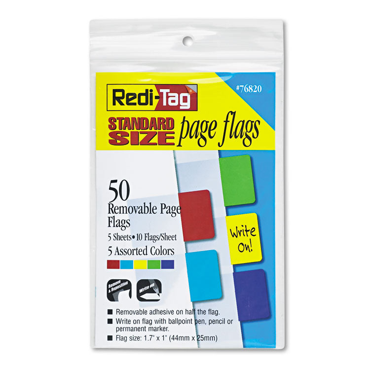 Redi-Tag - Removable Page Flags, Red/Blue/Green/Yellow/Purple, 10/Color, 50/Pack