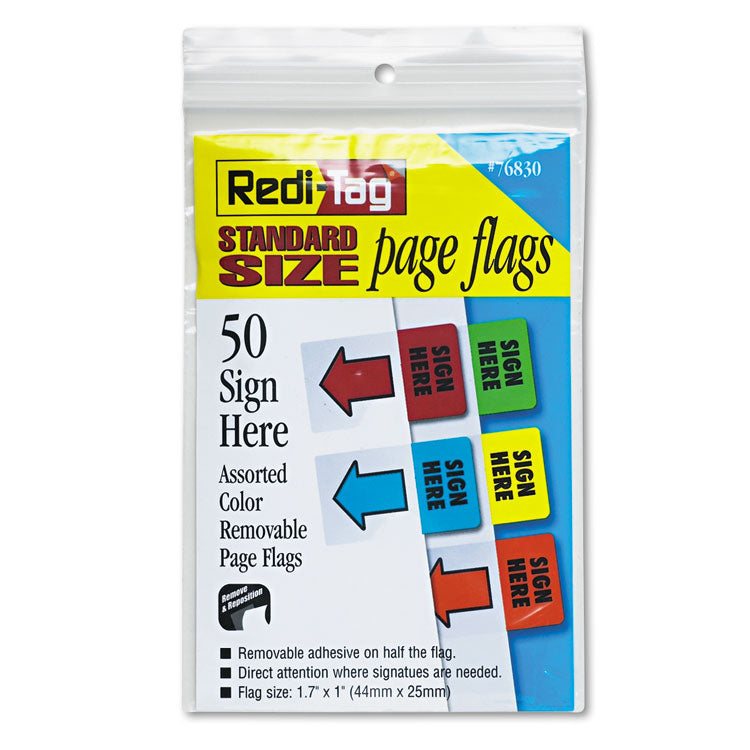 Redi-Tag - Removable Page Flags, Green/Yellow/Red/Blue/Orange, 10/Color, 50/Pack