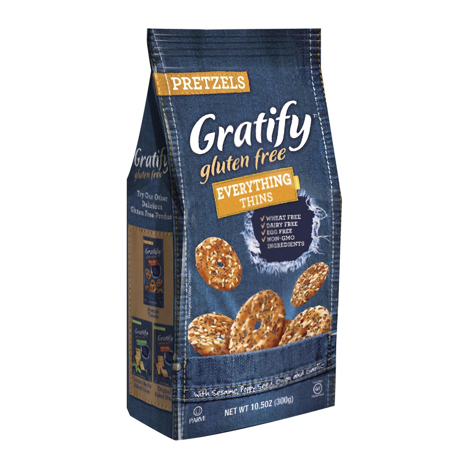 Gratify Pretzel Thin - Everything - Case of 6 - 10.5 oz